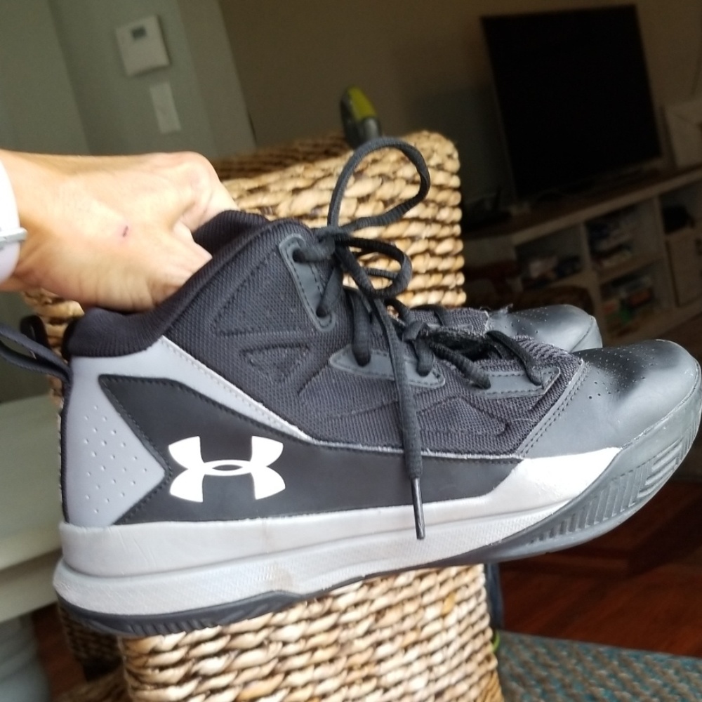 Boy under armor black and Gray high tops